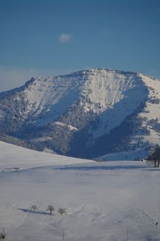 beautiful snowy winter landscape at Christmas time