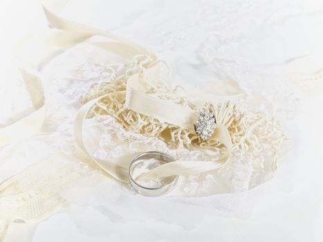 Wedding Rings With Fabric and Ribbons