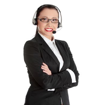 Young business woman with headset