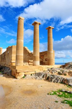 Ancient Temple on The Beach of The Greek Island of Rhodes