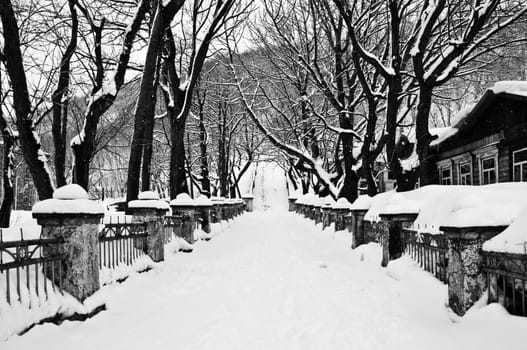 Steps in ancient park in a city