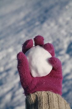 happy snow ball fight in winter time