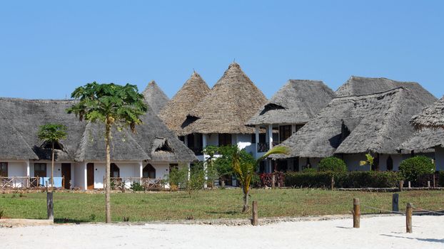 Bungalow resort in Zanzibar on a sunny day