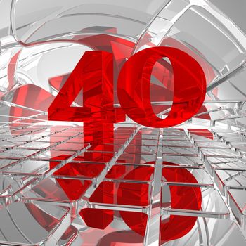 red number forty on chrome tiles - 3d illustration