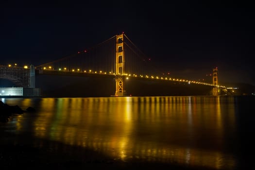 Golden Gate Bridge Over San Francisco Bay California at Night