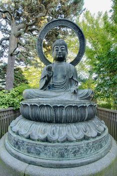 Bronze Buddha Statue at San Francisco Japanese Garden in Golden Gate Park