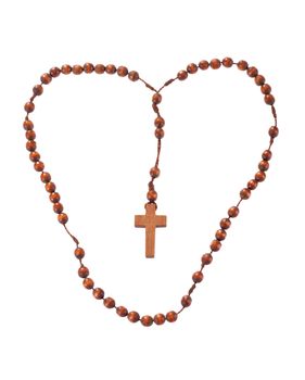 Wooden rosary beads, isolated on the white