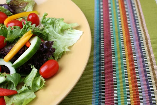 Fresh colorful salad with cherrie tamatoes and cucumber