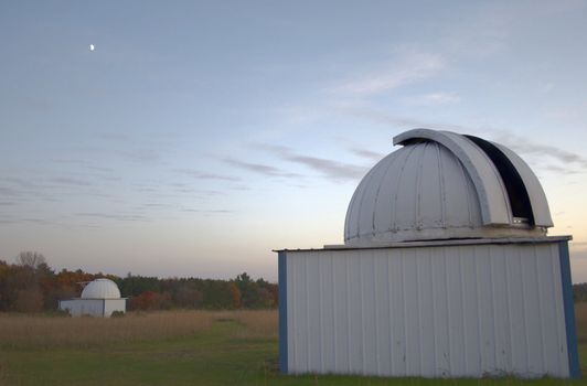 Twin Observatories wait for the pending darkness to come.  HDR Image