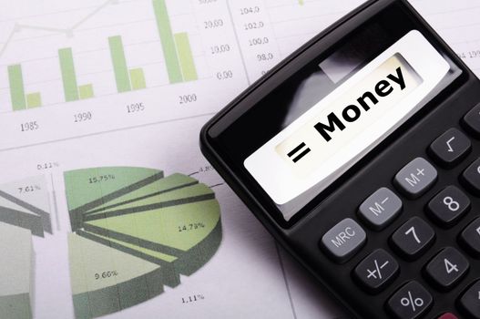 money word on calculator showing financial investment banking or savings concept