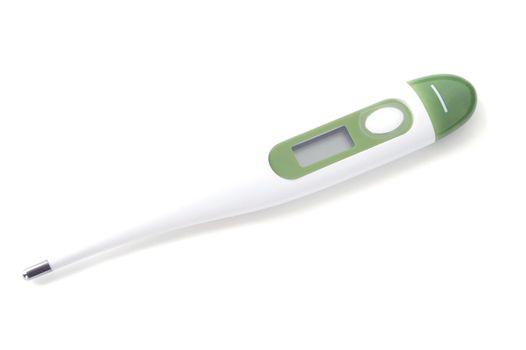 A Green and White digital thermometer.  You can easily add a temperature or word (such as 98.6, sick,flu or H1N1) to the display.