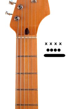A Blank Guitar Neck with Markers so you can create your own chord diagrams.  Color of markers are easily switched.