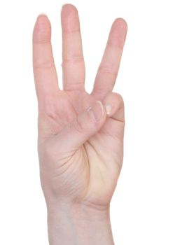 Example of how to sign the number 6 in American Sign Language