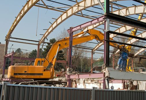 demolition: bulldozer in action