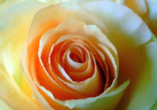 a close up of a beautiful apricot rose.
