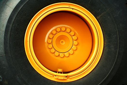Close up of a tractor tire
