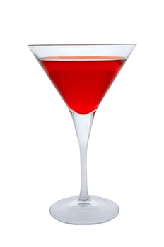 Red cocktail glass on a clean white background.