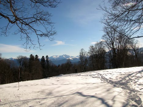 The main Caucasian ridge; rocks; a relief; a landscape; a hill; a panorama