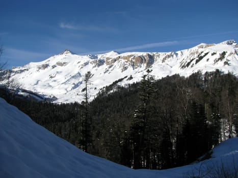 The main Caucasian ridge; rocks; a relief; a landscape; a hill; a panorama