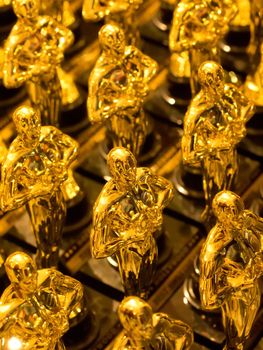 close up of an array of golden statues