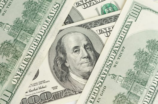 Close up view of pack dollar banknotes