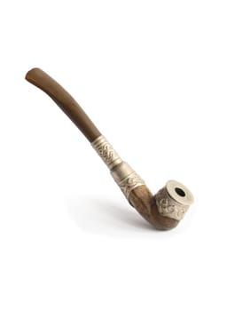 Old vintage tobacco pipe isolated on white background with clipping path