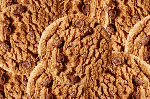 Chocolate chip cookies background.