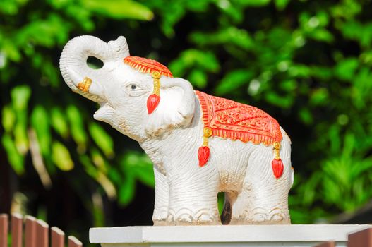 elephant statue,  decorated at fences