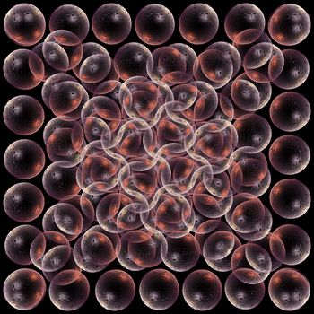 Glowing spheres patter. Abstract computer generated geometric illustration.