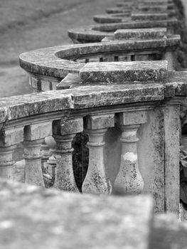 Stone fencing in `Petergof` park, St.Petersburg, Russia