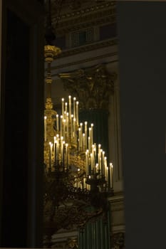 Burning candles in temple