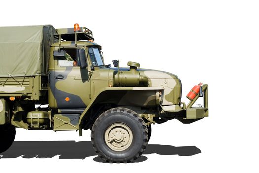 Army truck isolated on a white background