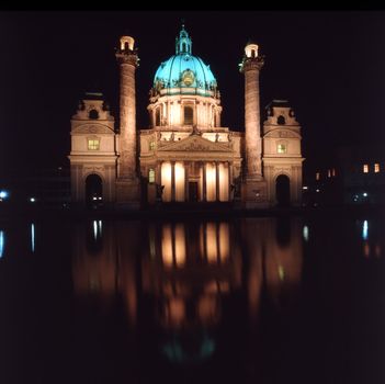 Karlskirche in Vienna at night