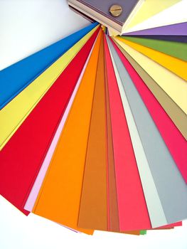 Paper color chart background. Different weights and colors of printing paper.