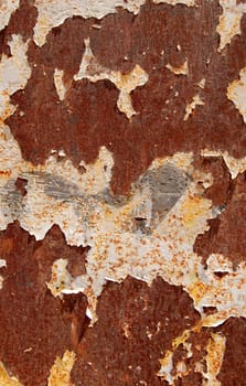 Rusty metal surface texture with peeling paint. Abstract background.