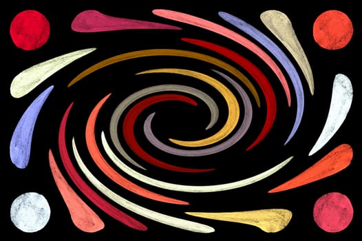 Colorful vortex shape abstract illustration. Brush paint background.