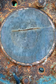 Close up of rusty metal and old bolts. Abstract background texture.