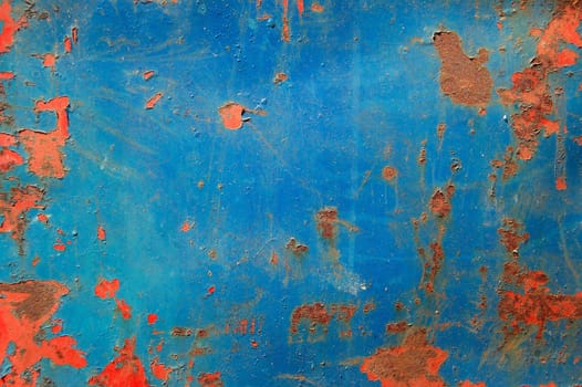 Metal texture with peeling paint and rust. Abstract background.