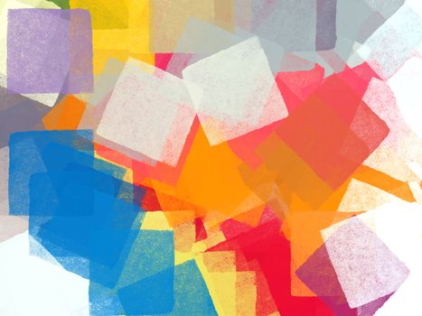 Abstract colorful squares impressionist illustration. Brush paint background pattern.