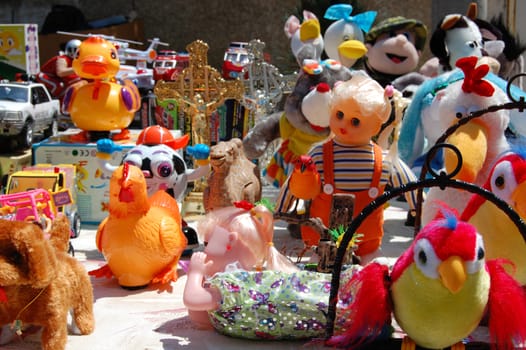 Plastic toys at a summer fair