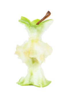A core of green red apple isolated over white background