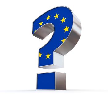 metallic question mark with the european union flag on the front