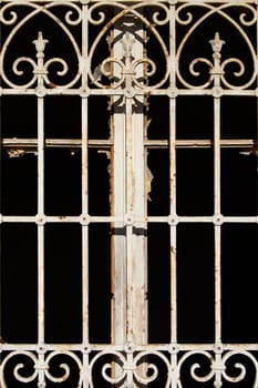 Late 19th century abandoned building vintage window detail.