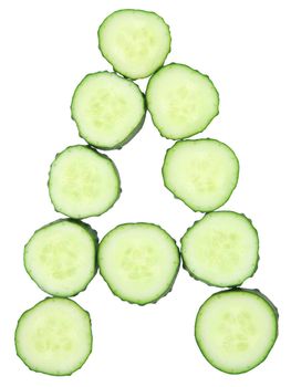 Vegetable Alphabet of chopped cucumber - letter A