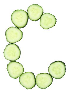 Vegetable Alphabet of chopped cucumber - letter C