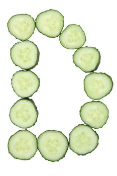 Vegetable Alphabet of chopped cucumber - letter D