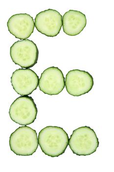 Vegetable Alphabet of chopped cucumber - letter E