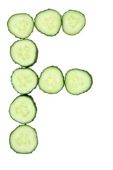 Vegetable Alphabet of chopped cucumber - letter F