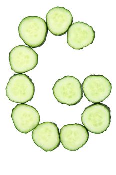 Vegetable Alphabet of chopped cucumber - letter G