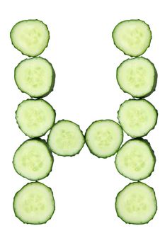 Vegetable Alphabet of chopped cucumber - letter H